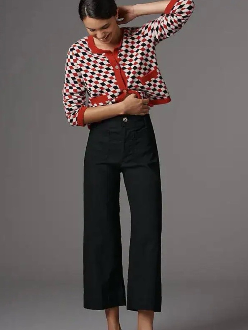Anthropologie | Maeve Colette black linen blend cropped wide leg pant